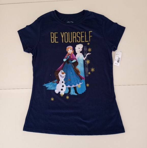 Frozen Elsa Anna Olaf Be Yourself Graphic Tee Shirt Girls Size XL 16 NWT - Picture 1 of 5